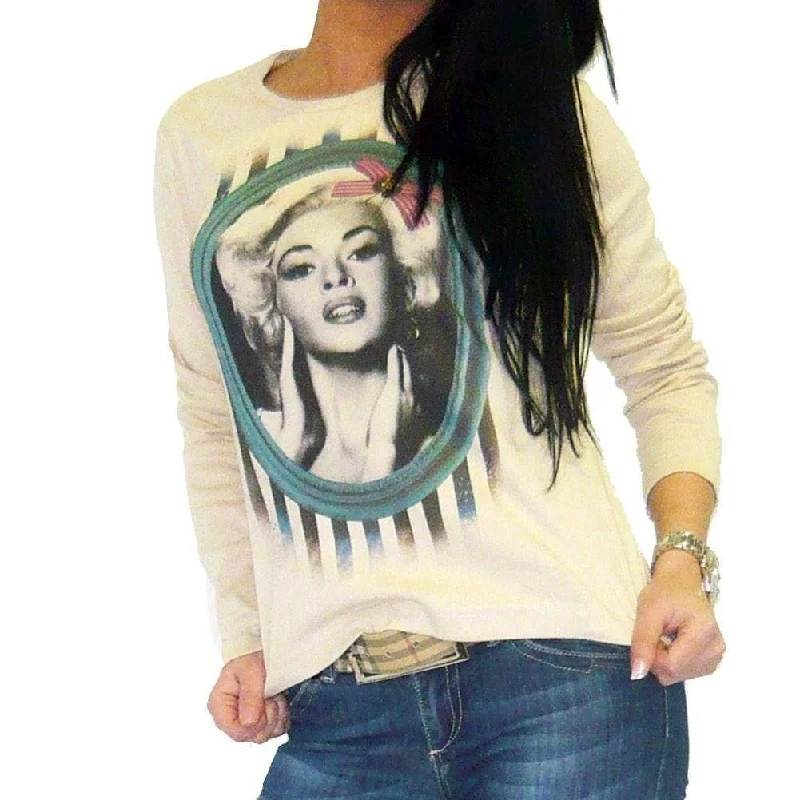 Retro Beige: Women's T-shirt Long Sleeve ONE IN THE CITY 00275