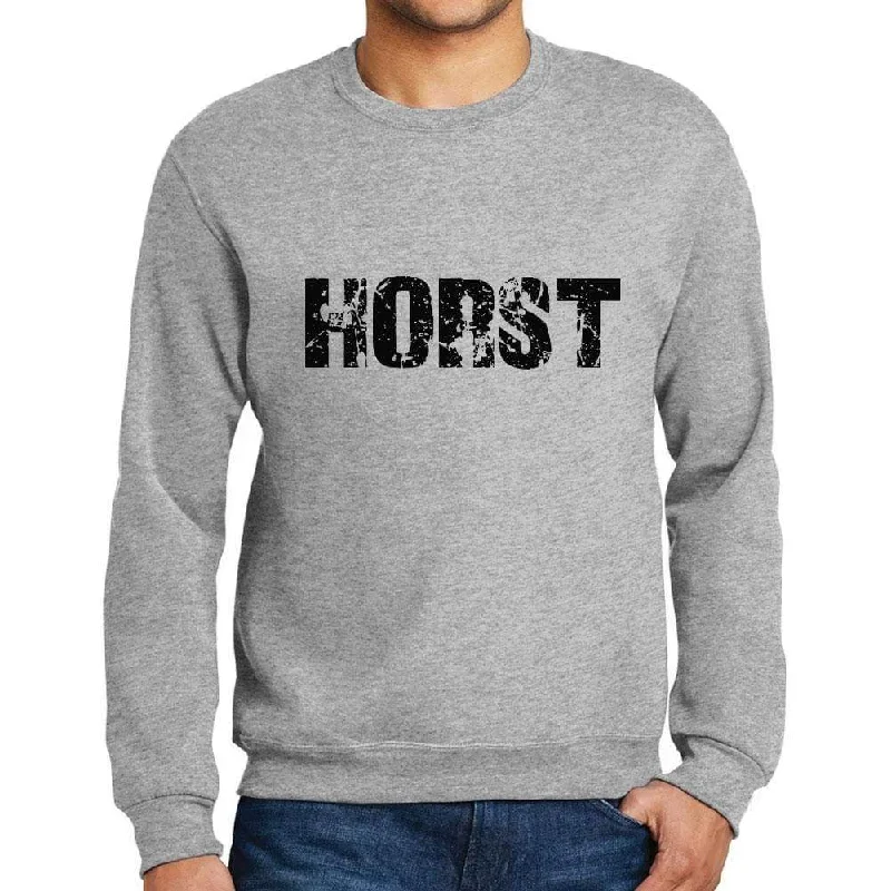 Men's Printed Graphic Sweatshirt Popular Words HORST Grey Marl