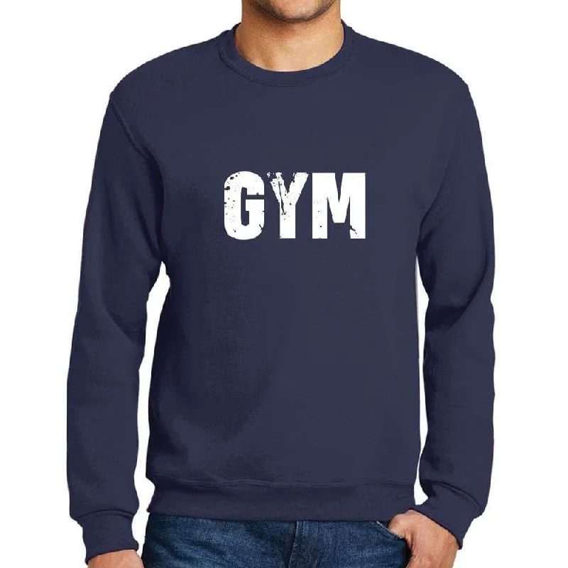 Men's Printed Graphic Sweatshirt Popular Words GYM French Navy