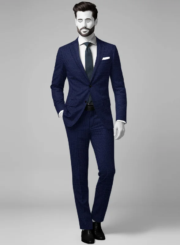 Napolean Basket Weave Blue Wool Suit