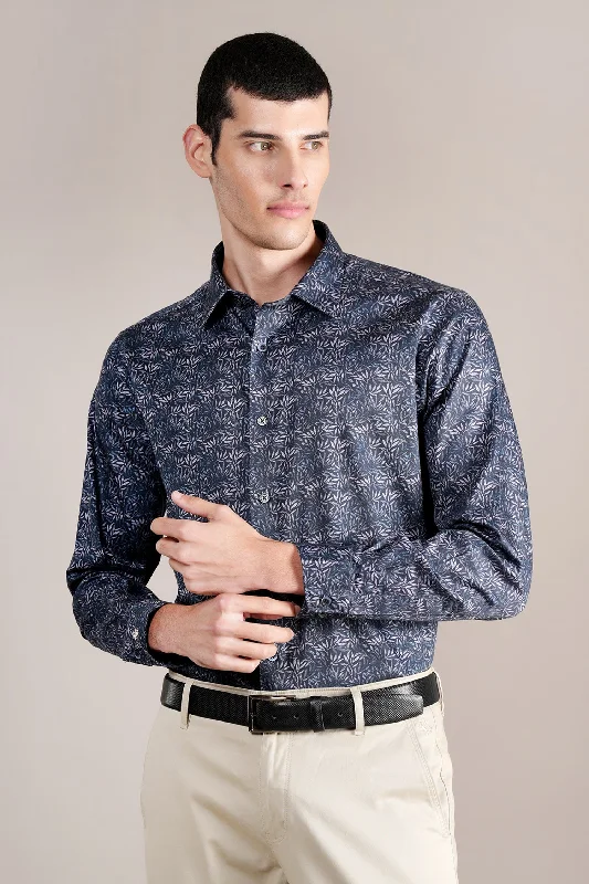 Men's Purple Printed Partywear Full Sleeves Shirt