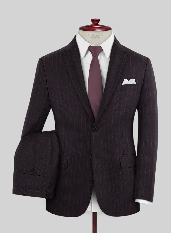 Lanificio Zegna Trofeo Dexi Dark Maroon Stripe Wool Suit