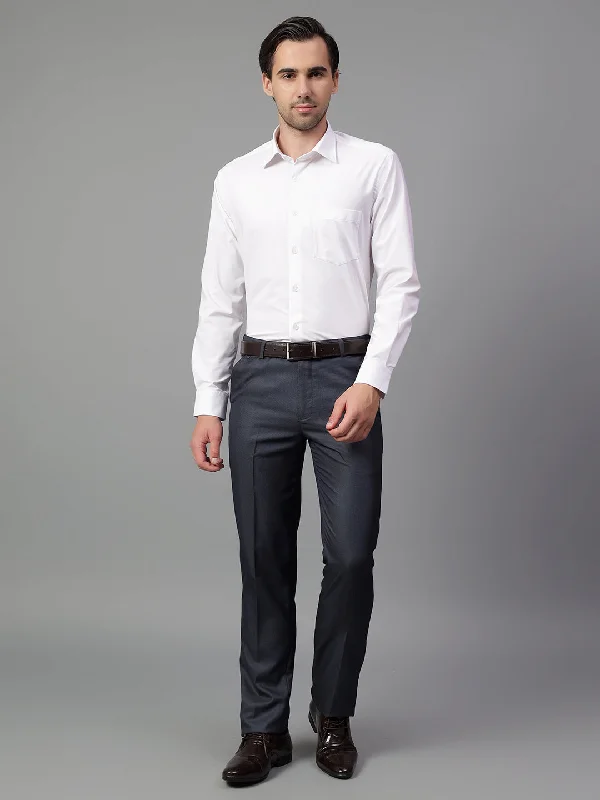 Men's White Solid Full Sleeve Formal Shirt