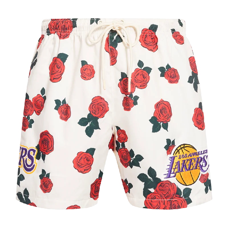 NBA LOS ANGELES LAKERS ROSES AOP MEN'S WOVEN SHORT (EGGSHELL / MULTI)