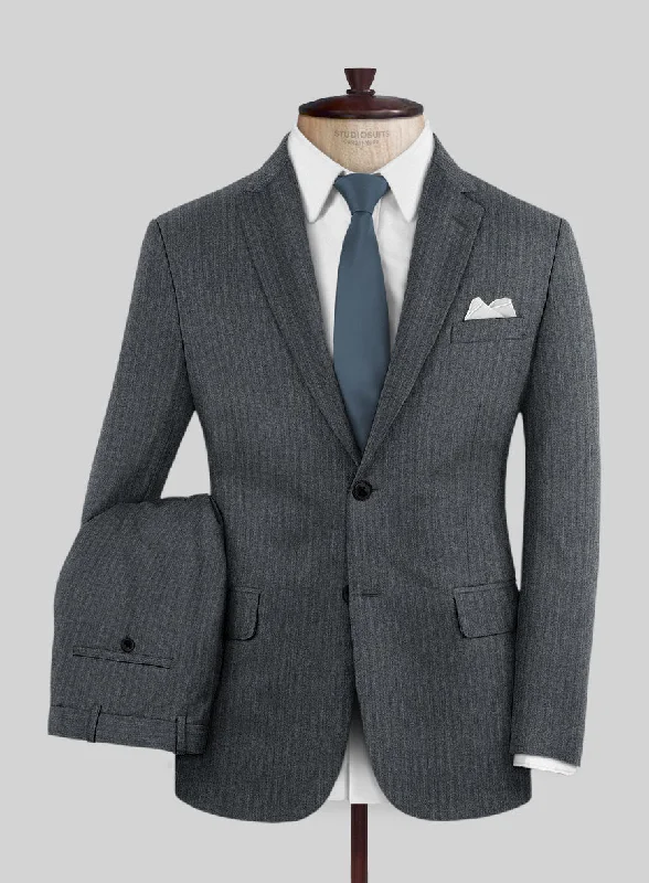 Scabal Sapphire Pinstripe Gray Wool Suit