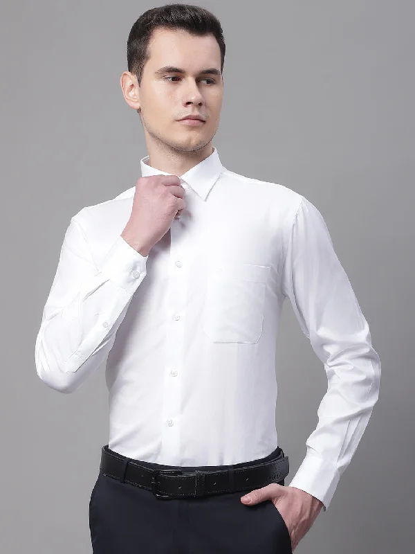 Men's White Formal Plain Full Sleeve Shirt