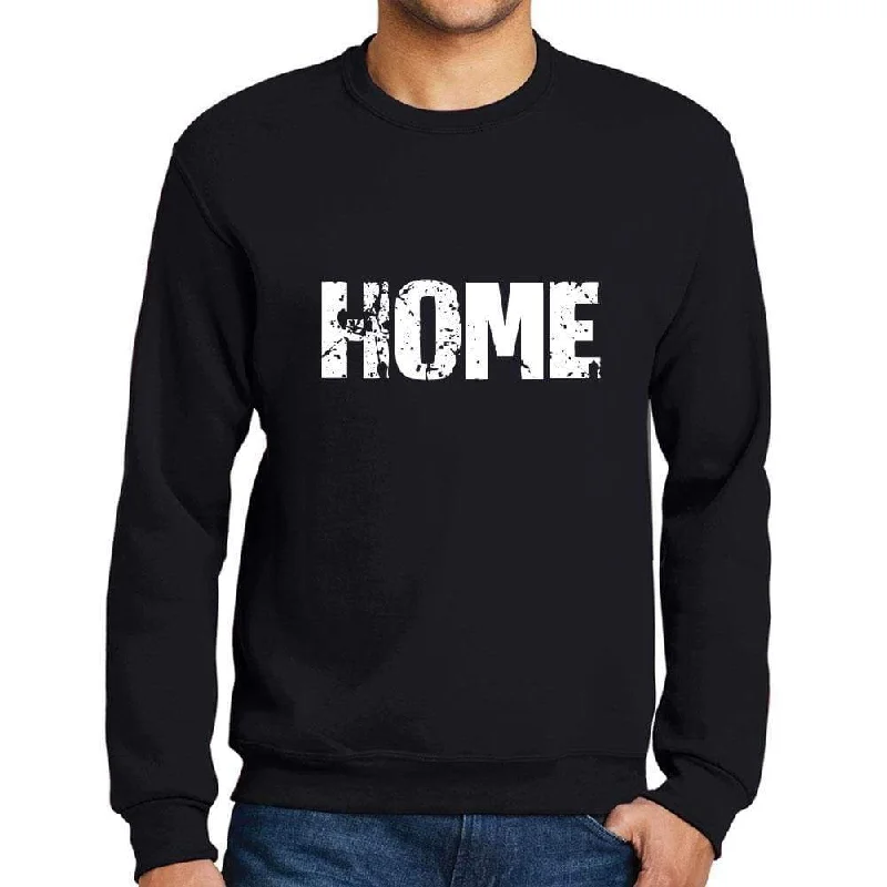 Men's Printed Graphic Sweatshirt Popular Words HOME Deep Black