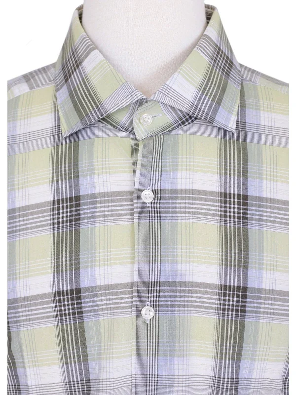 Hugo Boss Jaron US Slim Fit Green Plaid Cotton Dress Shirt