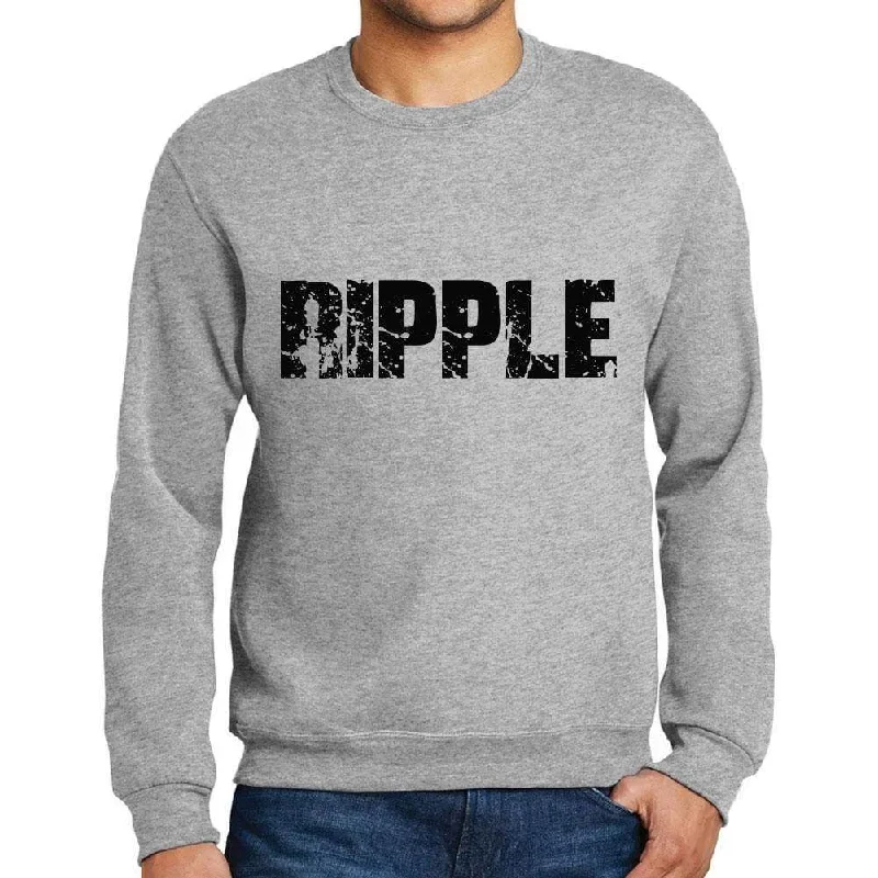 Men's Printed Graphic Sweatshirt Popular Words RIPPLE Grey Marl