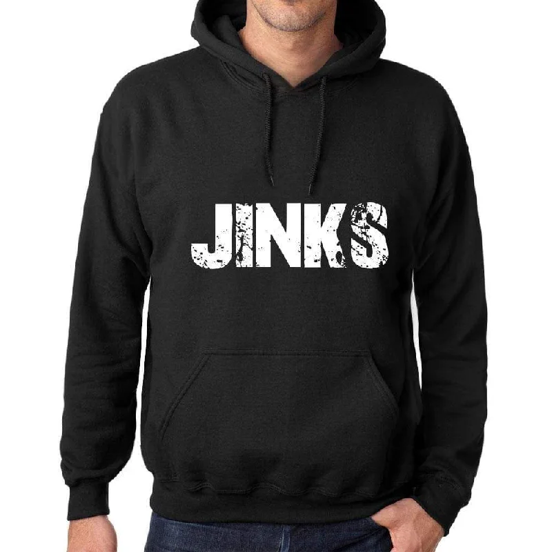 Men's Women's Unisex Printed Graphic Cotton Hoodie Soft Heavyweight Hooded Sweatshirt Pullover Popular Words JINKS Deep Black