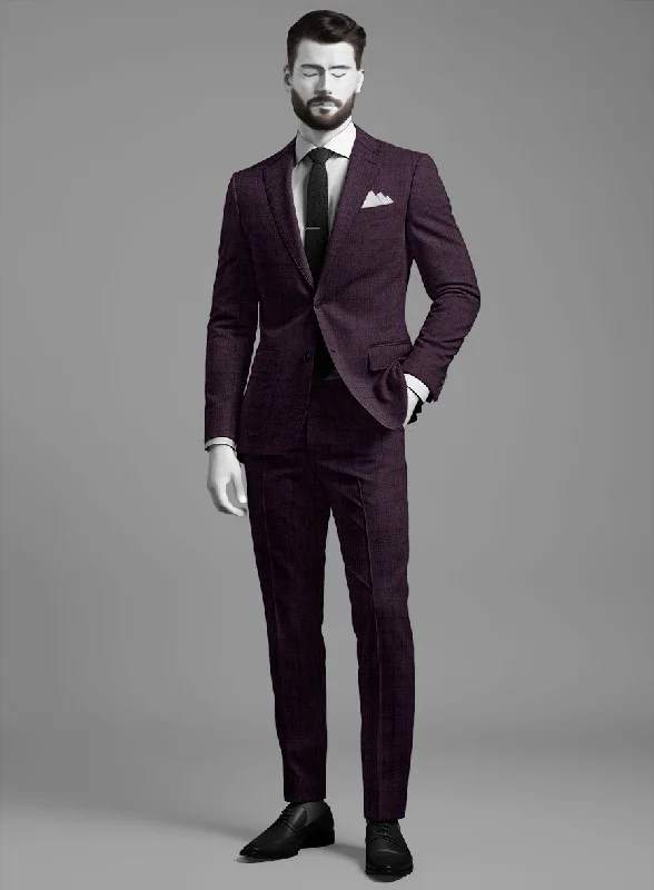 Napolean Xina Tartan Purple Wool Suit