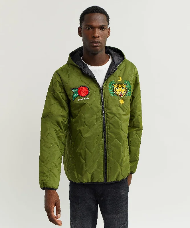 Quilted Hooded Jacket - Olive Green