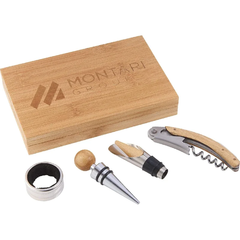 4-Piece Bamboo Wine Gift Set