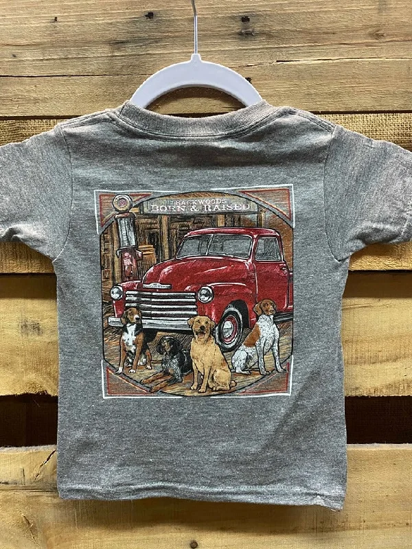 Backwoods Born & Raised Dogs Truck Unisex Toddler Youth T Shirt