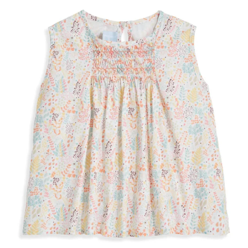 Girls' Kimberly Smocked Blouse In Seychelles