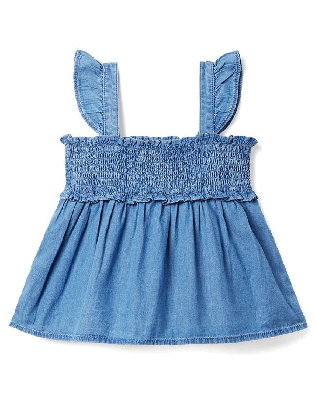 Janie and Jack The Emily Chambray Smocked Top