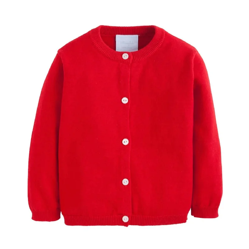 Kids's Essential Cardigan In Red