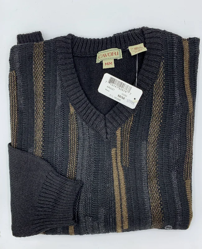 Cavori Jacquard Sweater, V-Neck 448621 0998