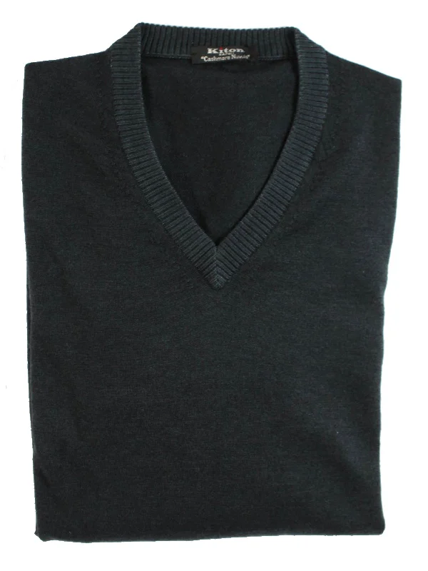 Kiton Cashmere V-Neck Sweater Midnight Blue V-Neck XS / 46 SALE