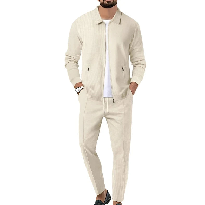 Men's clothing Cardigan jacket set  Pants elegant