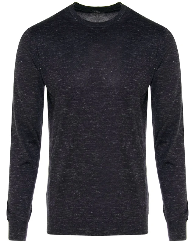 Navy Heathered Crewneck Sweater